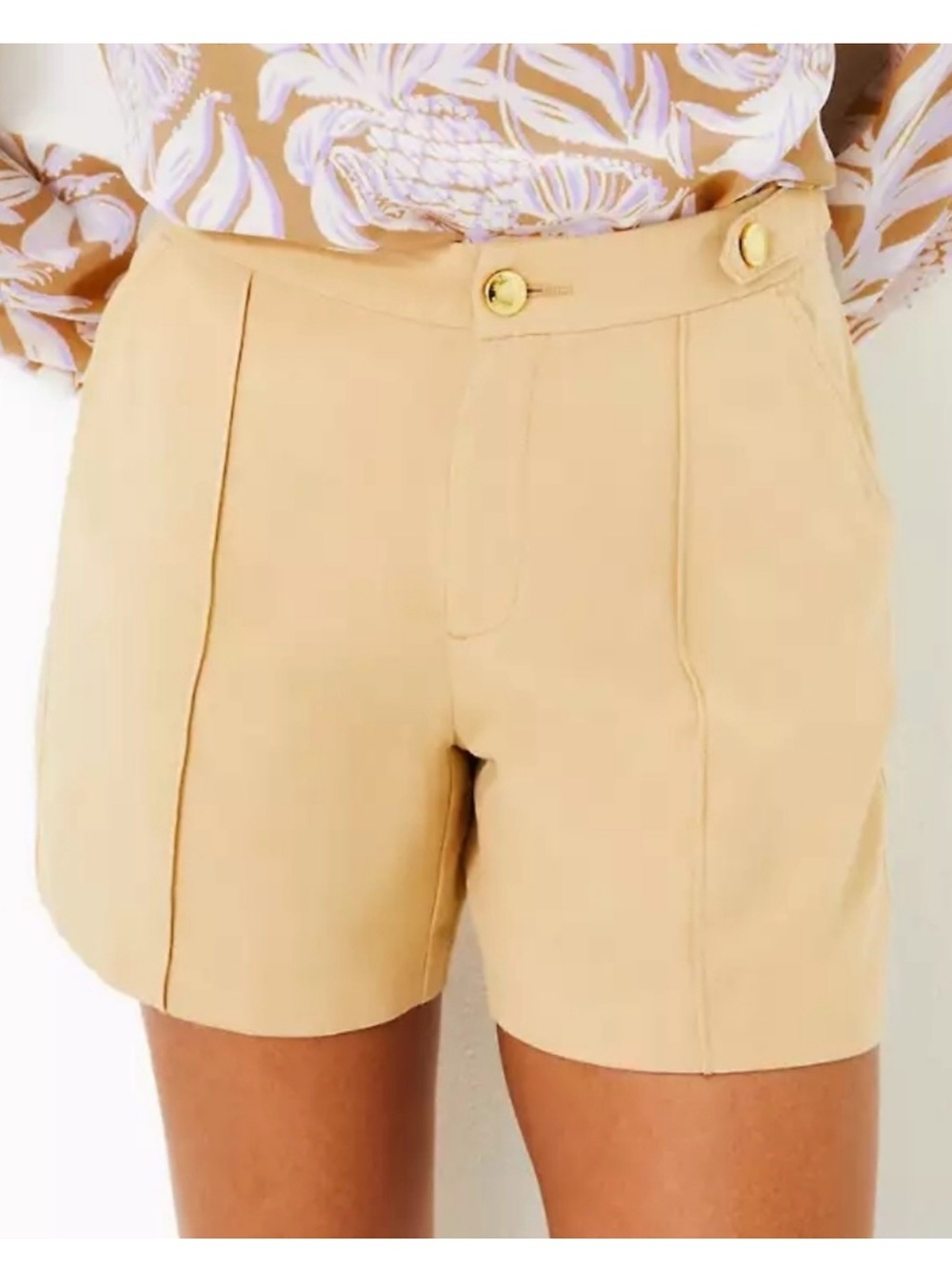 Lilly Pulitzer Deloria Linen Blend Shorts Beige 14